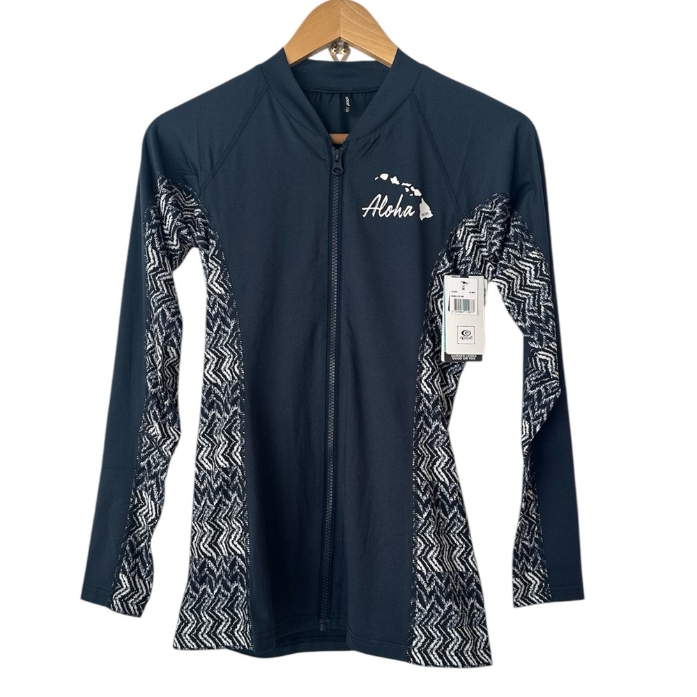 Rip Curl Rash Guard Full Zip Long Sleeve Aloha Island NWT Women’s Size Medium